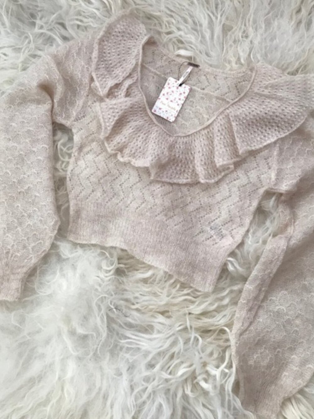 FREE PEOPLE Macaroon Ruffled Sweater 1856 - Picture 7 of 8